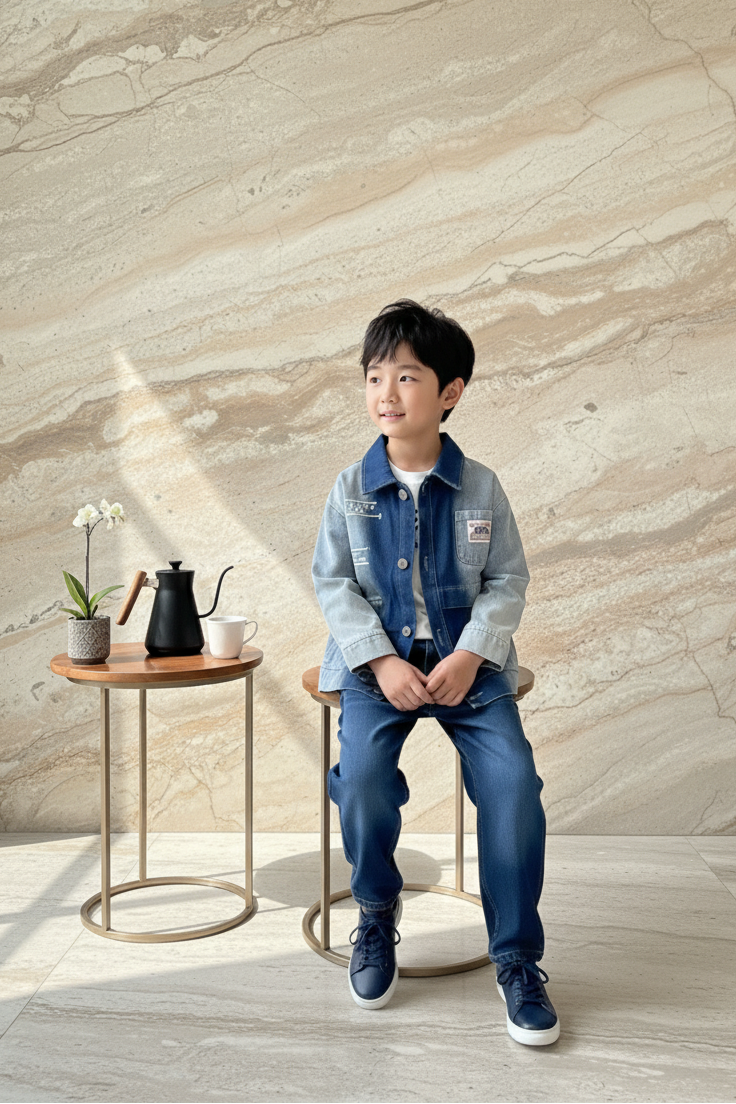 Two-Tone Washed Denim Set