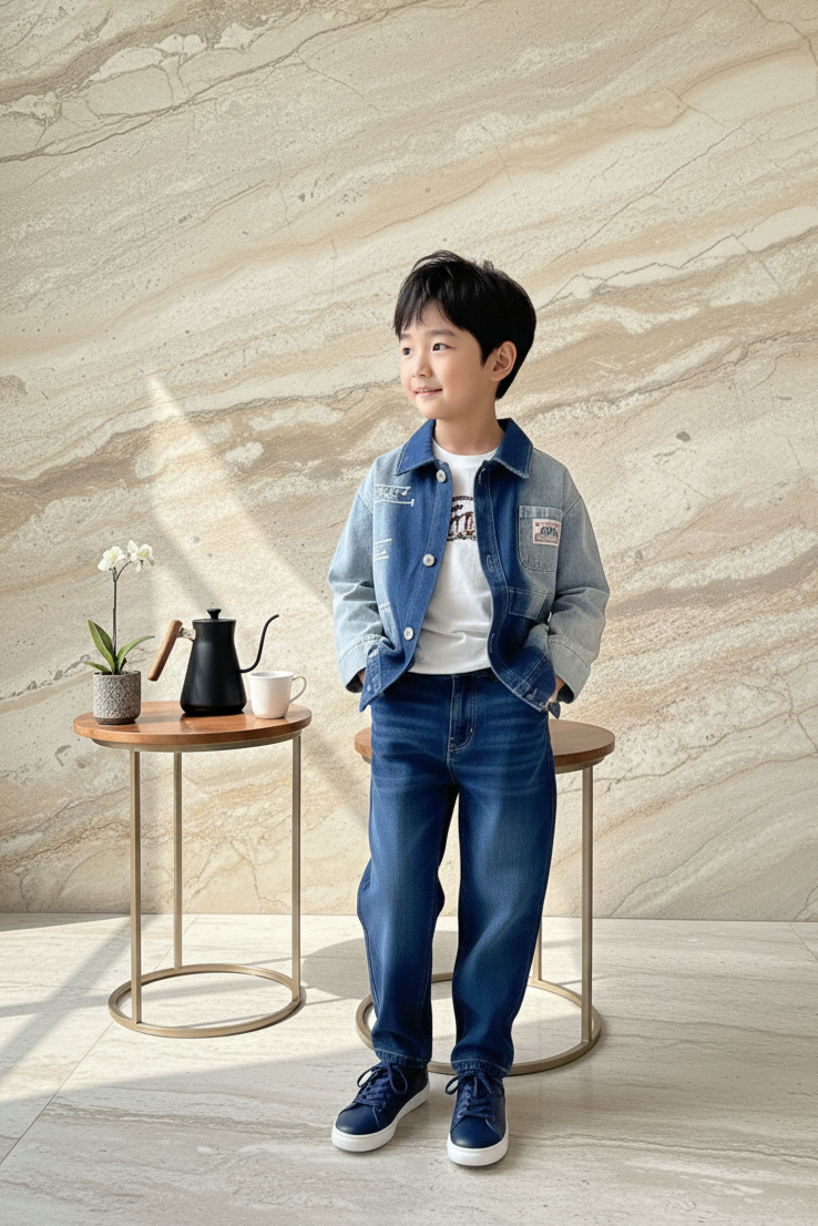 Two-Tone Washed Denim Set