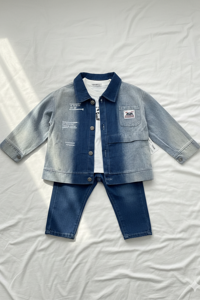Two-Tone Washed Denim Set