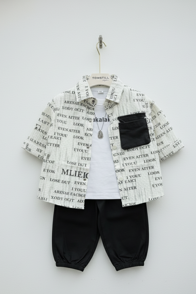 Monochrome Print Shirt Set