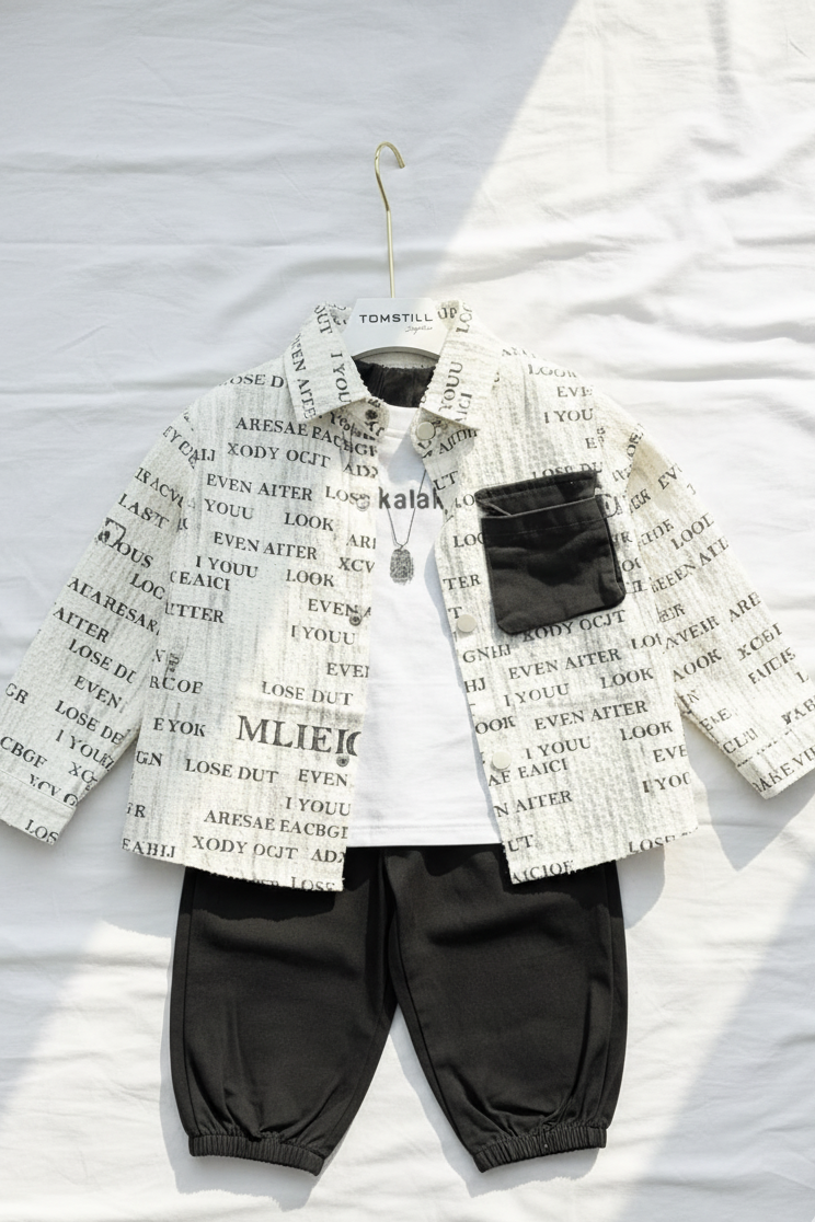 Monochrome Print Shirt Set