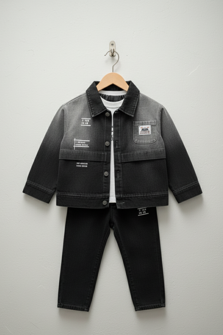 Two-Tone Washed Denim Set