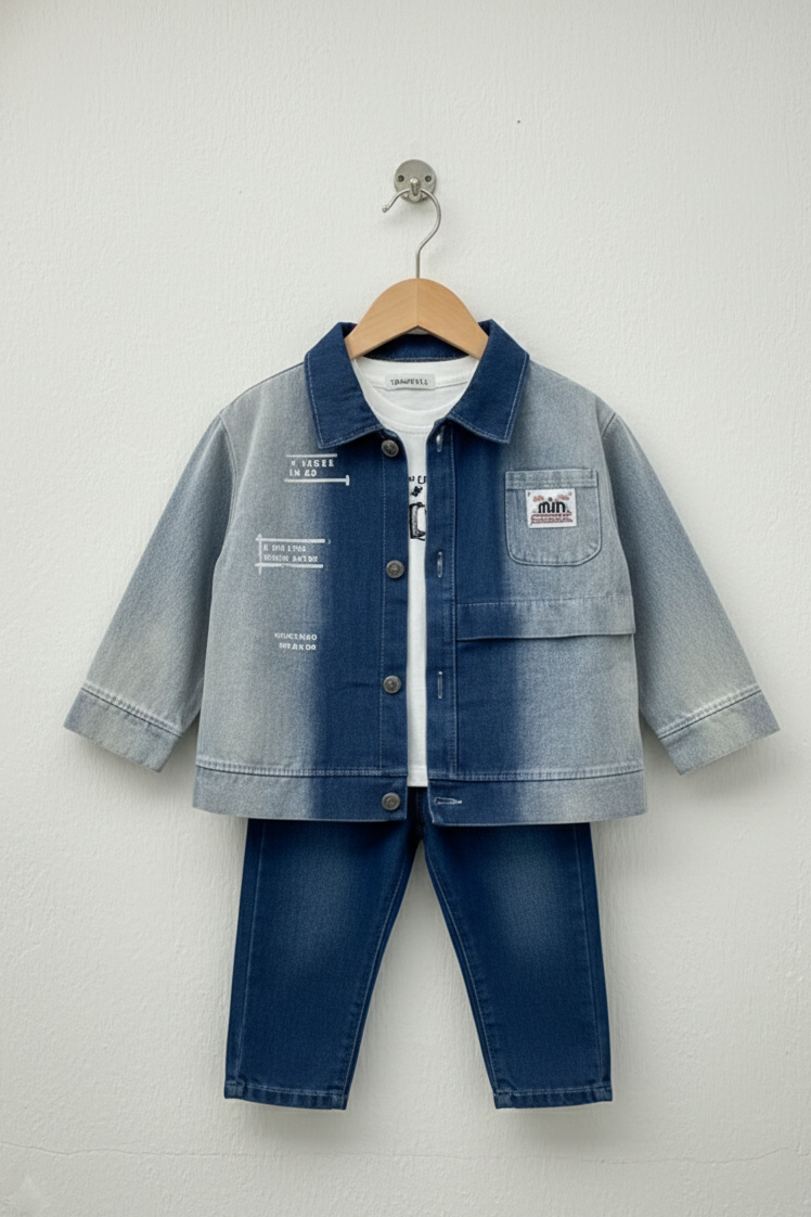 Two-Tone Washed Denim Set