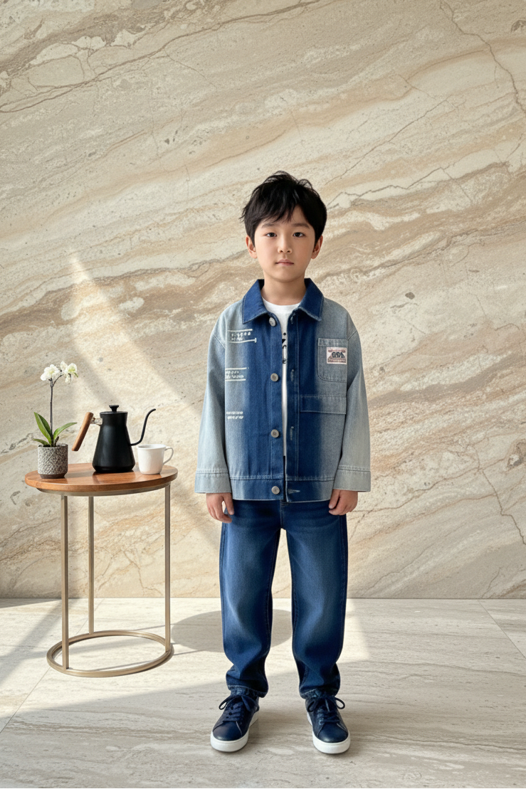 Two-Tone Washed Denim Set