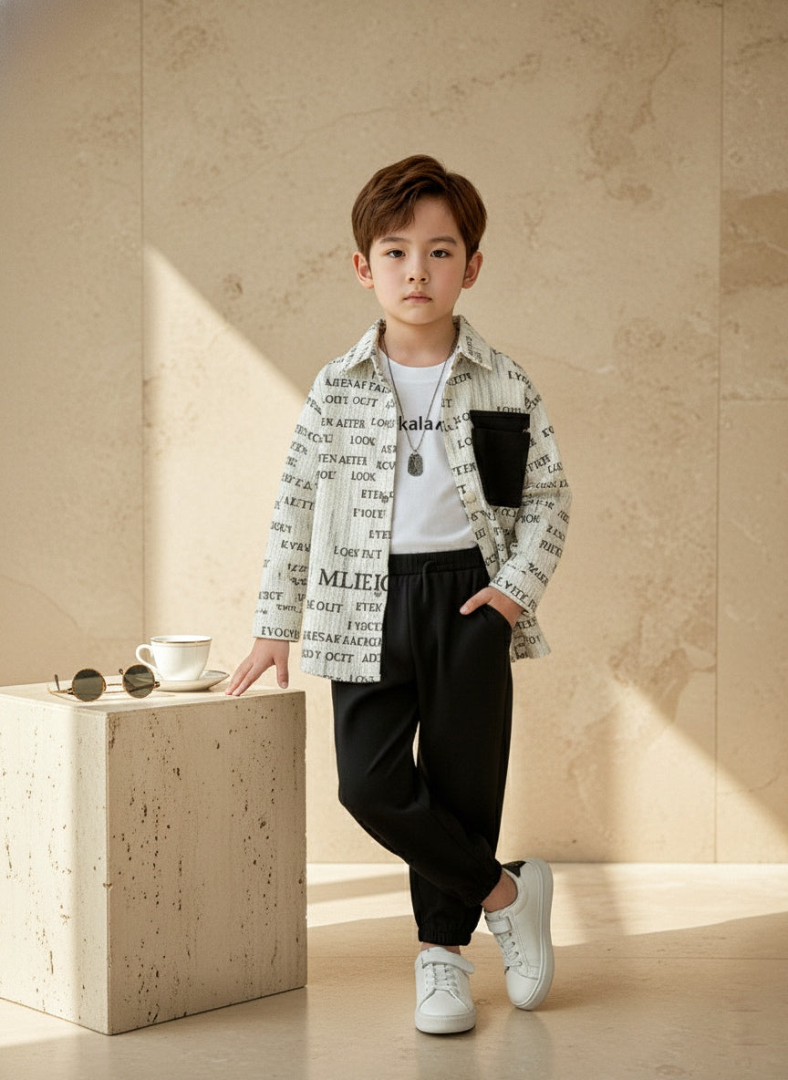 Monochrome Print Shirt Set