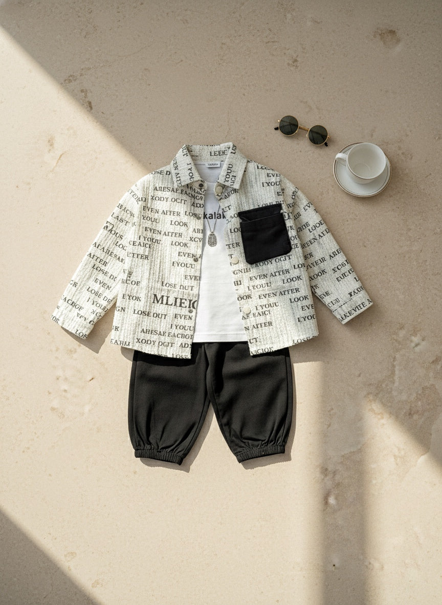 Monochrome Print Shirt Set