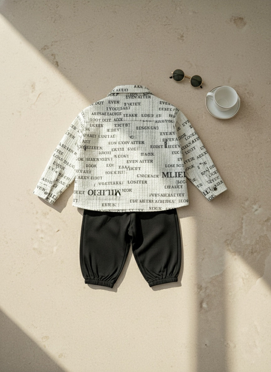 Monochrome Print Shirt Set